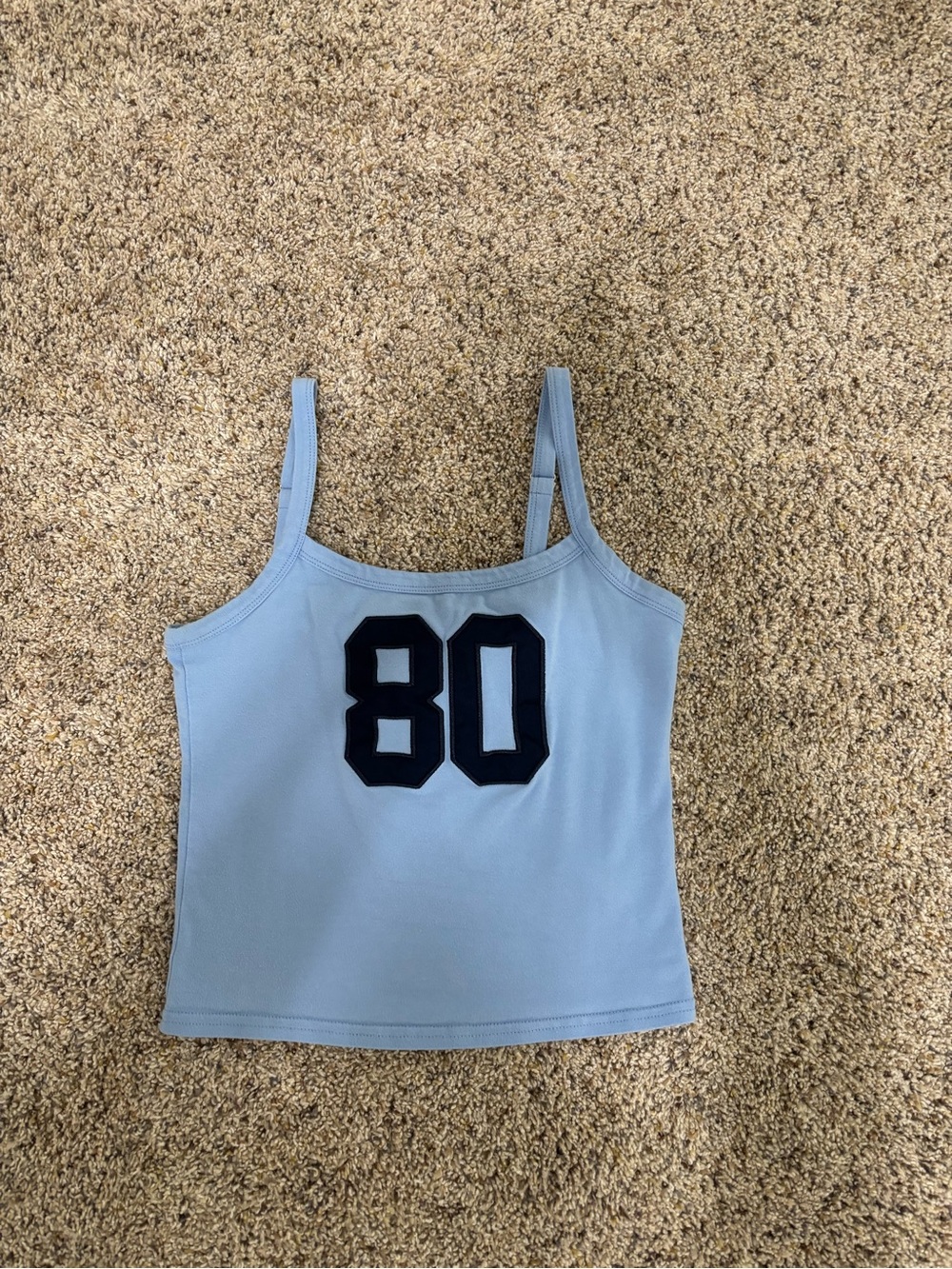 Edikted Light Blue Tank Top with Navy '80' Graphic